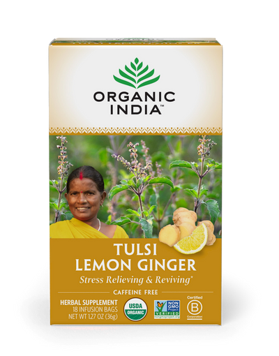 Tulsi Tea Lemon Ginger 18 bags Curated Wellness