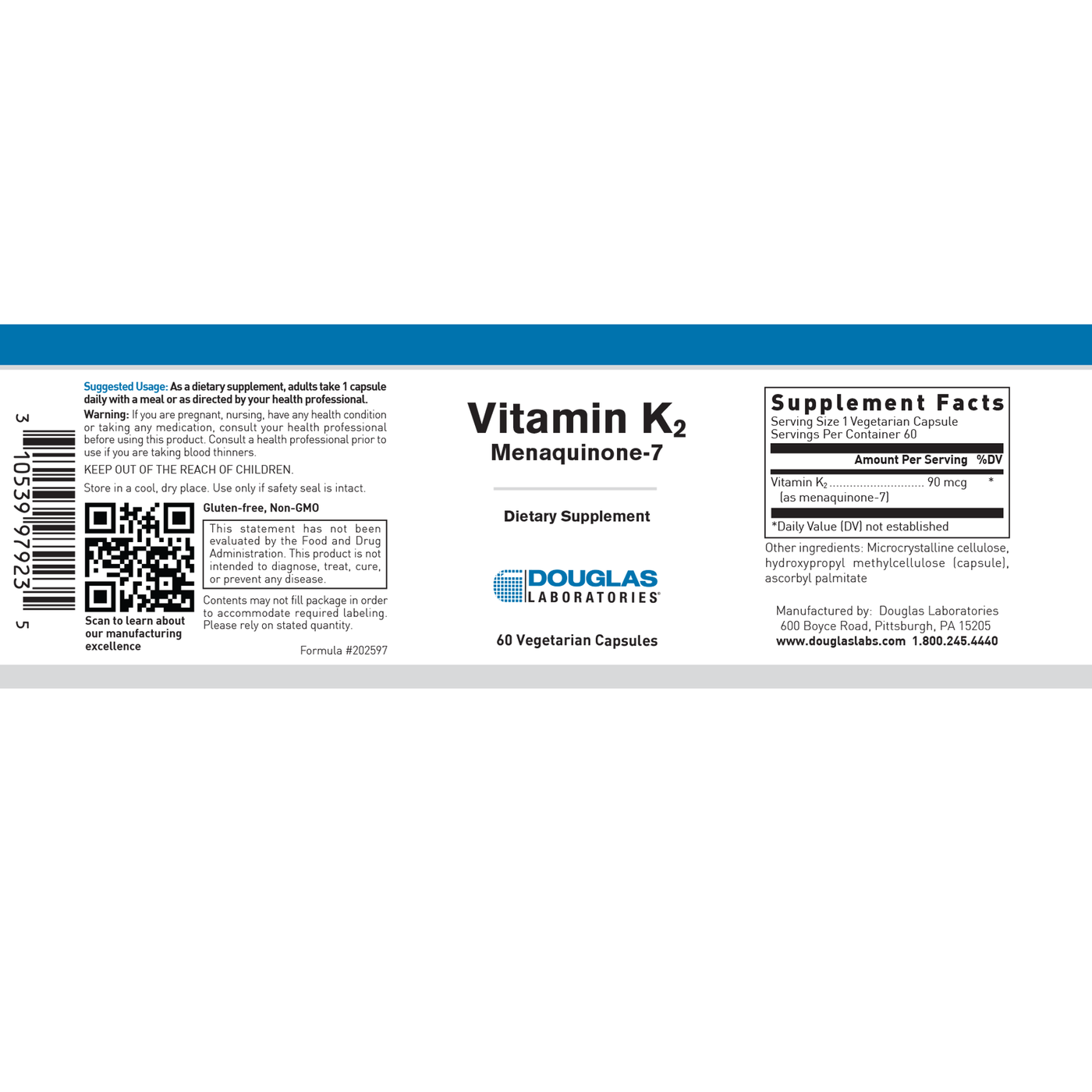 Vitamin K2 with Menaquinone-7 60 vcaps Curated Wellness