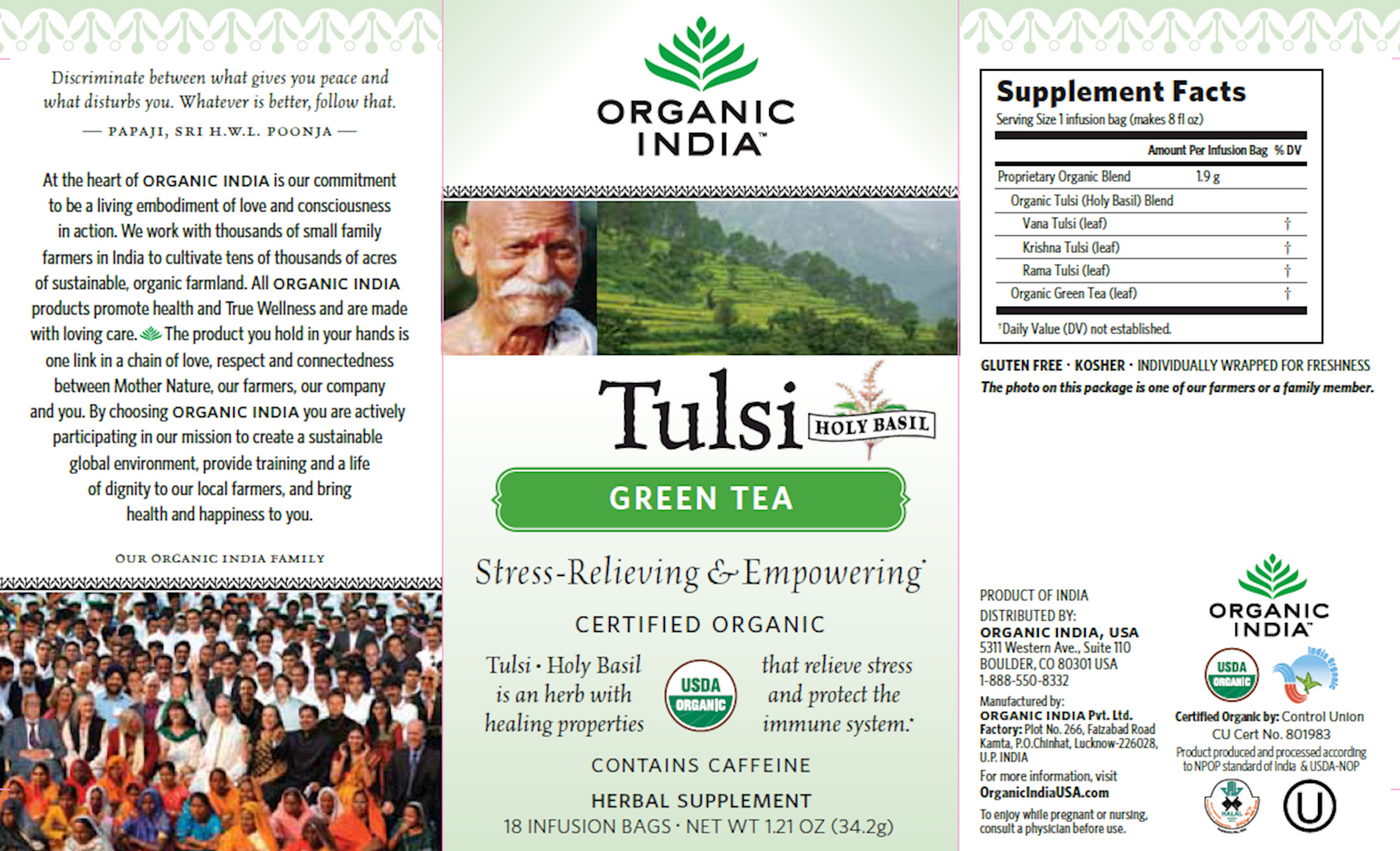 Tulsi Tea Green Tea 18 bags Curated Wellness