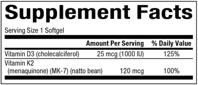 Vitamin D3 & K2 60 gels Curated Wellness