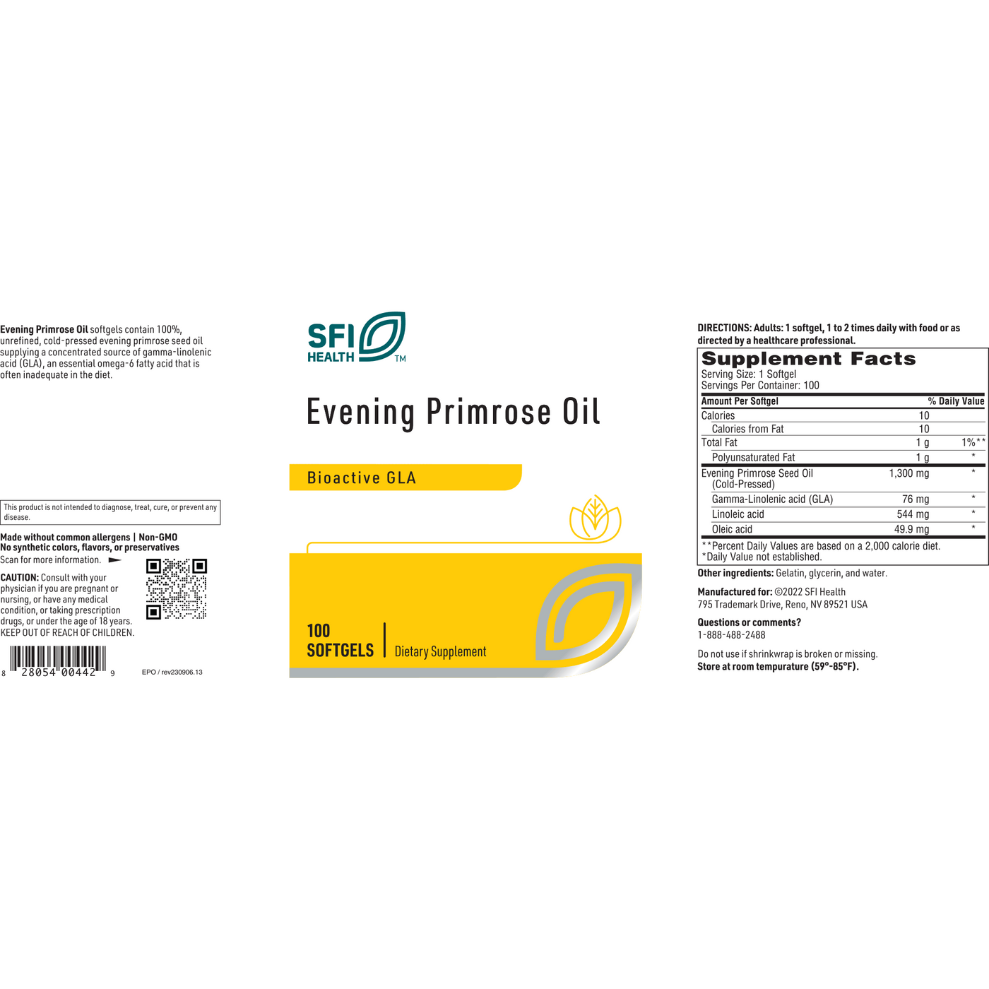 Evening Primrose Oil 100 gels Curated Wellness
