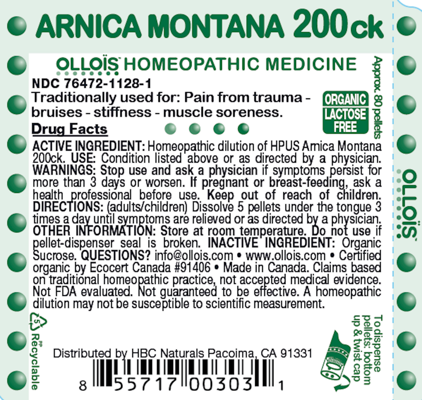 Arnica Montana 200CK Pellets, 80ct Curated Wellness