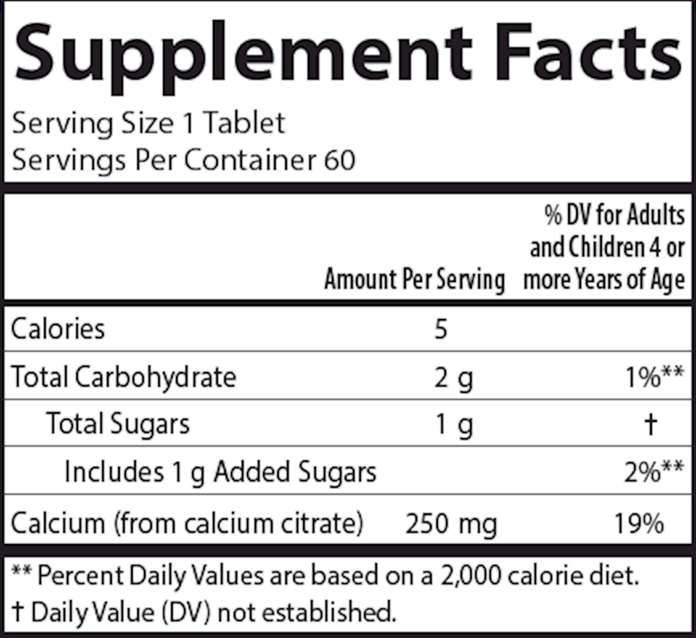 Kid's Chewable Calcium Citrate 60 tabs Curated Wellness