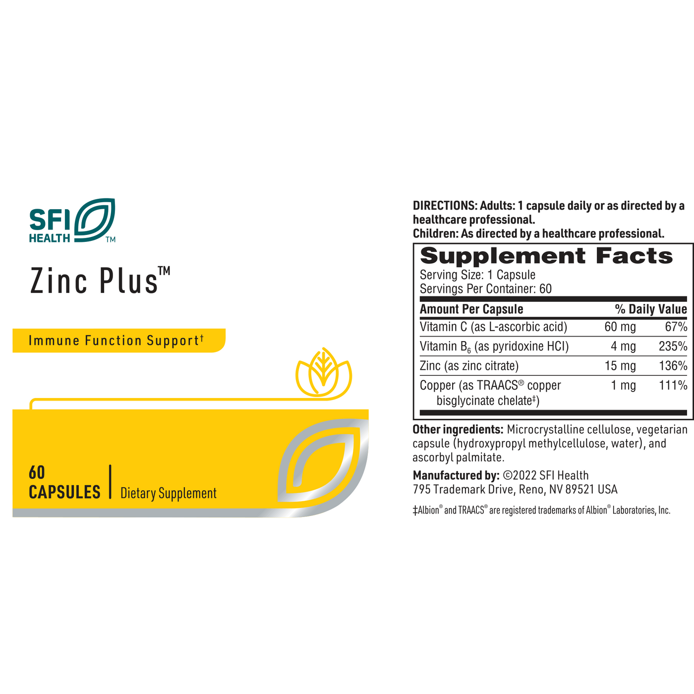 Zinc Plus 60 vegcap Curated Wellness