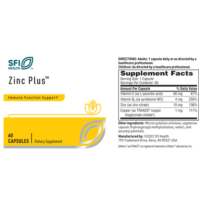 Zinc Plus 60 vegcap Curated Wellness