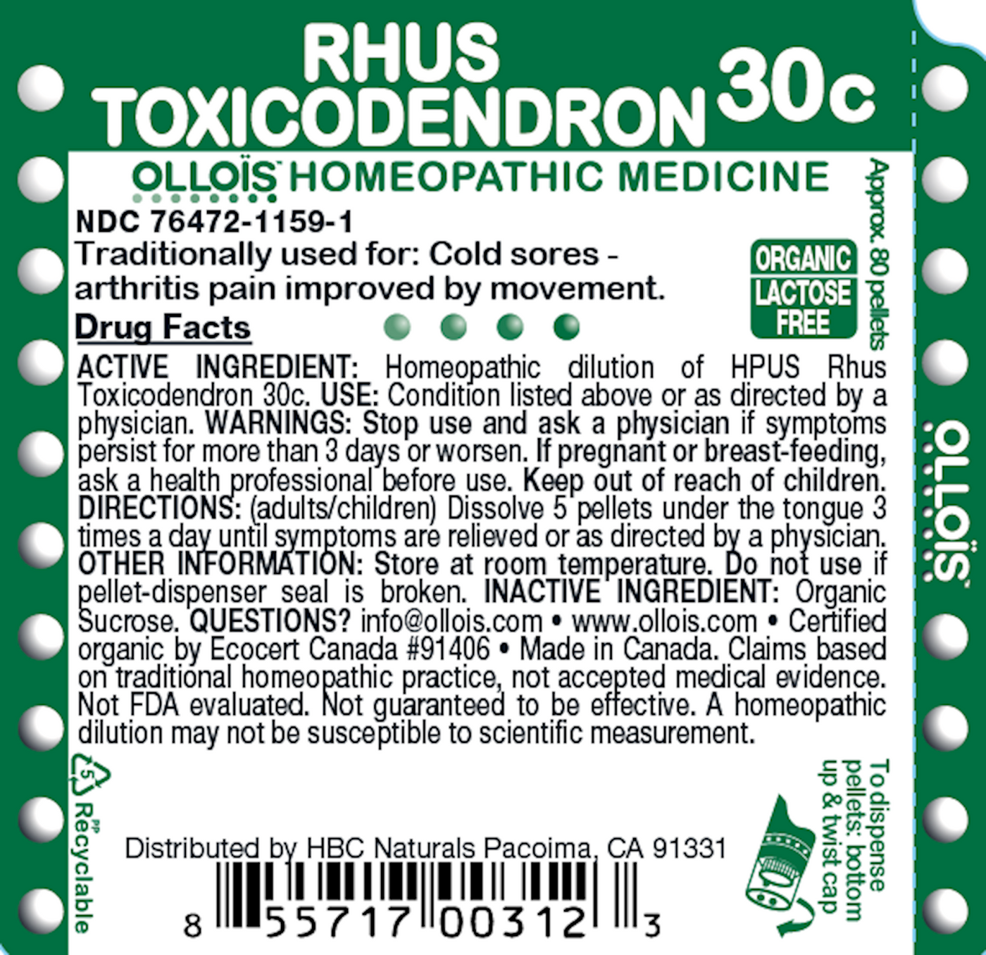 Rhus Toxicodendron 30c Pellets, 80ct Curated Wellness