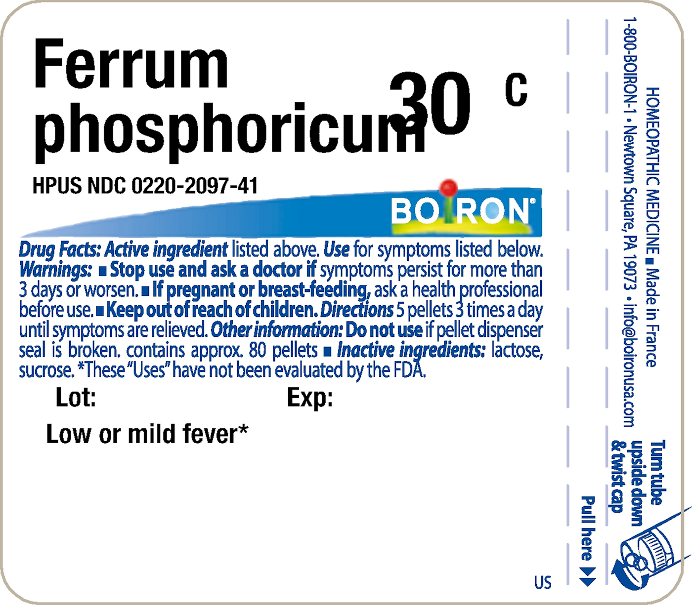 Ferrum phosphoricum 30C 80 plts Curated Wellness