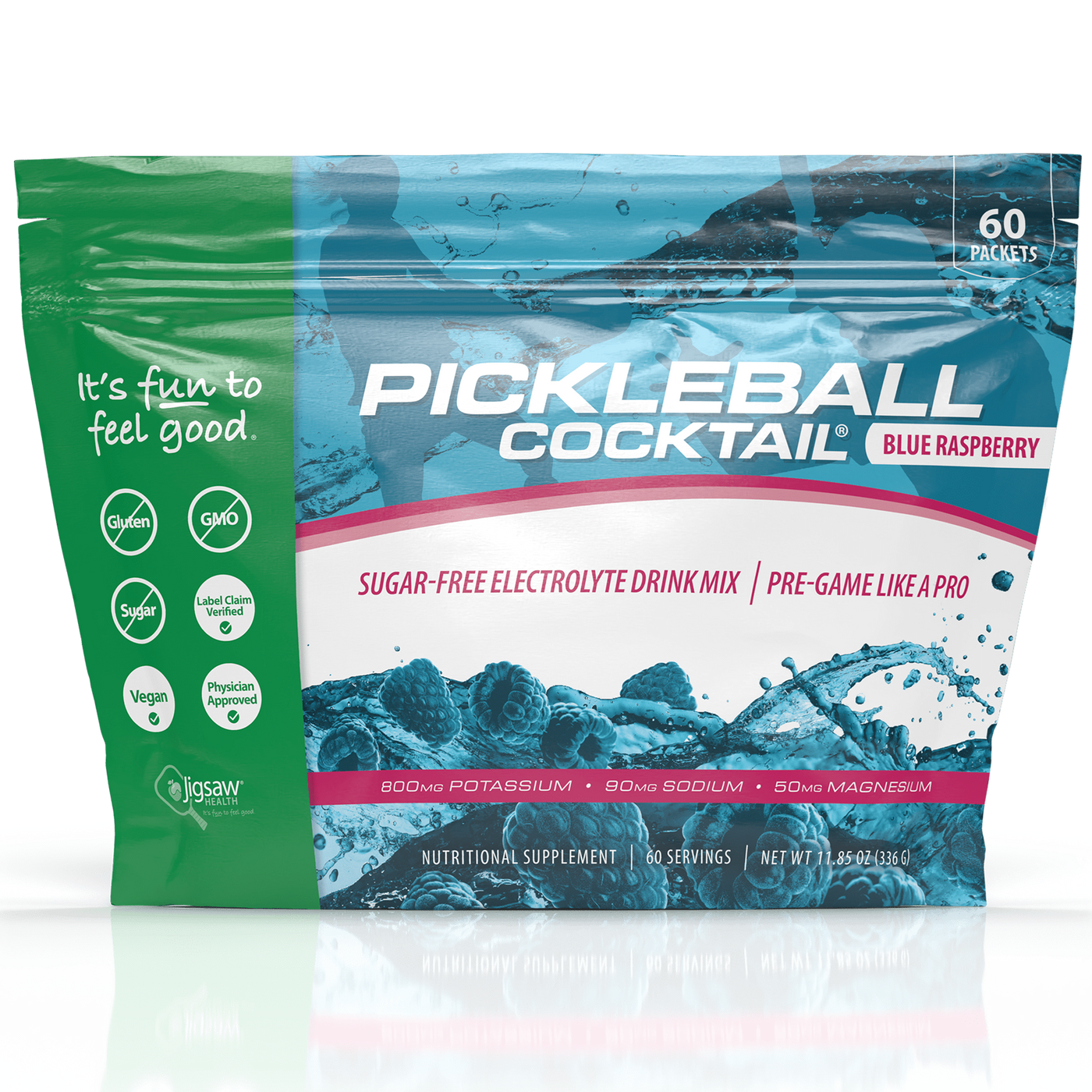 Pickleball Cocktail Blue Rasp 60 packets Curated Wellness