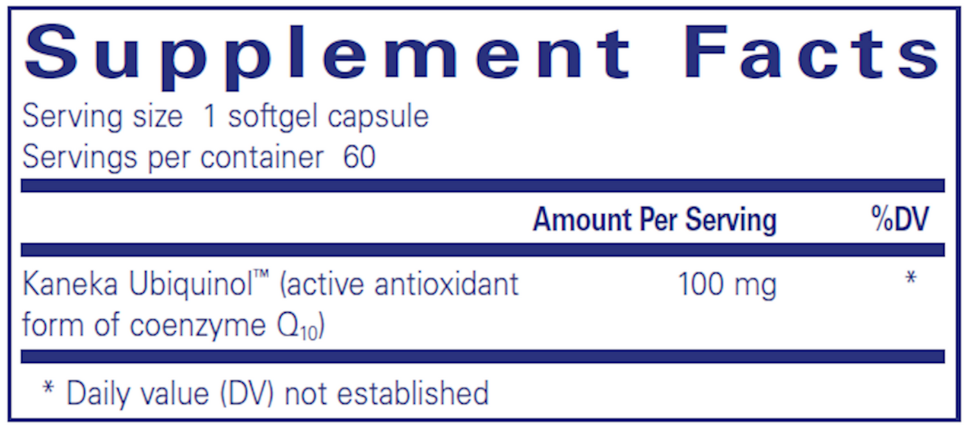 Ubiquinol-QH 100 mg  Curated Wellness