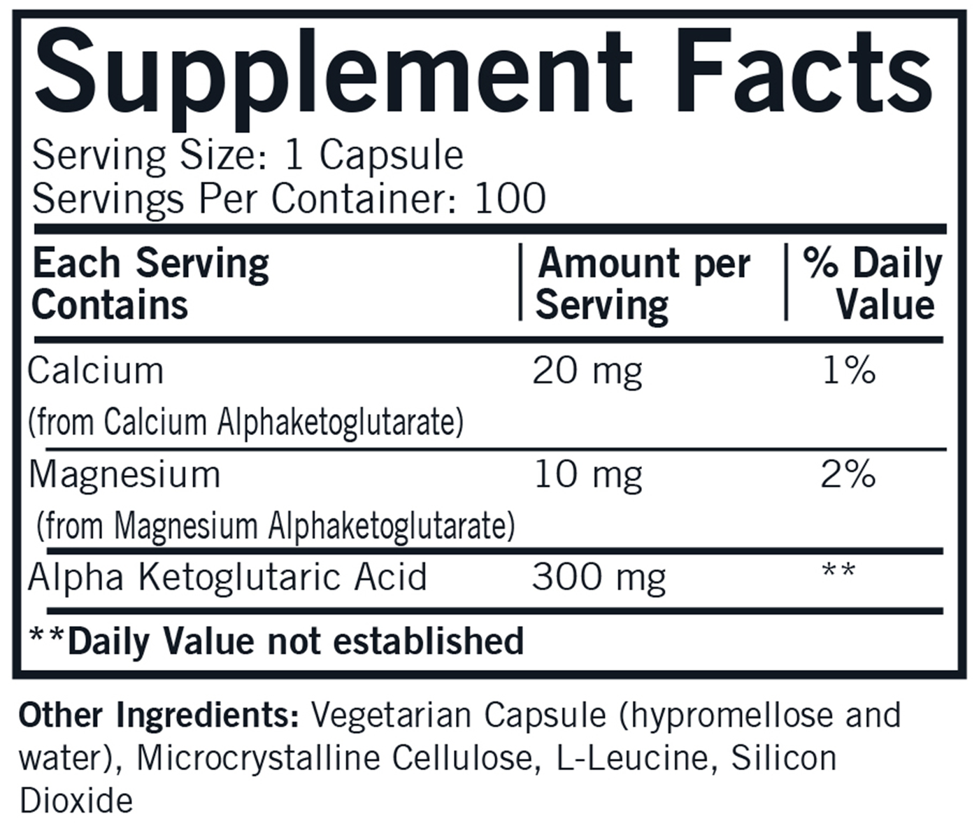 Alpha Ketoglutaric Acid 100 caps Curated Wellness