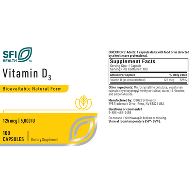 Vitamin D3 1000 IU 100 caps Curated Wellness