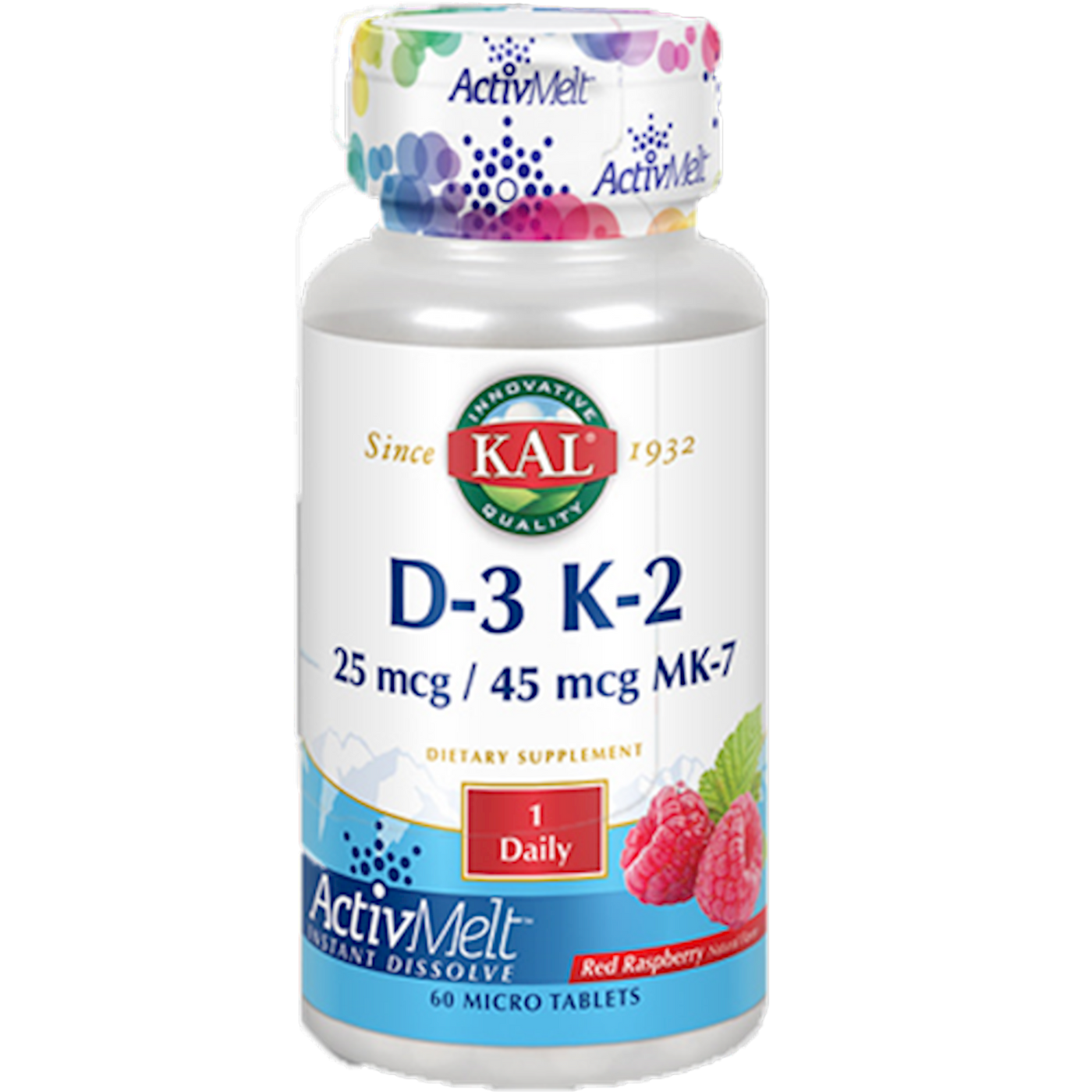 D3 & K2 ActivMelt Raspberry 60 tabs Curated Wellness