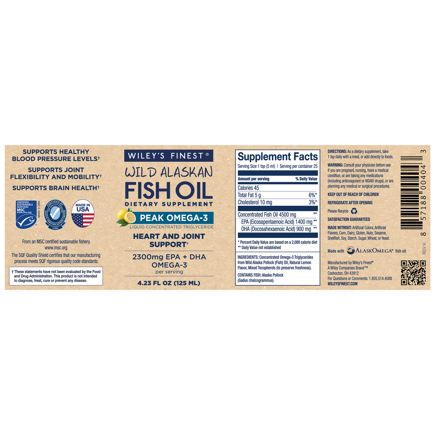 Wild Alaskan Peak Fish Oil 4.23 fl oz Curated Wellness