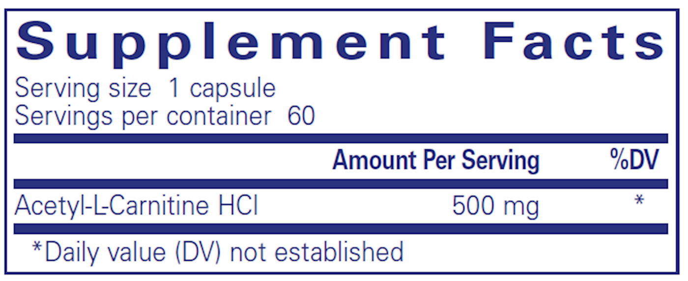 Acetyl-L-Carnitine 500 mg 60 vcaps Curated Wellness