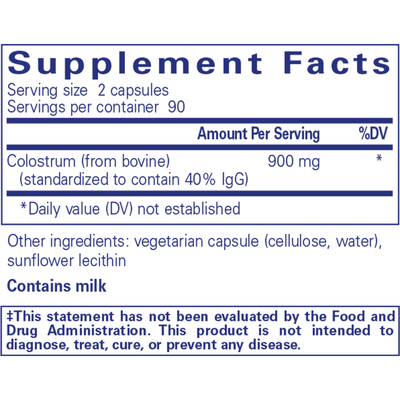 Colostrum 40% IgG 450 mg 180 vegcap Curated Wellness