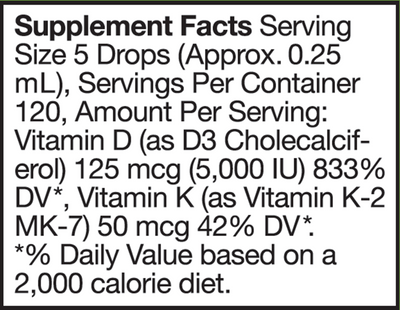 Vitamin D3/K2 Liquid 1 fl oz Curated Wellness