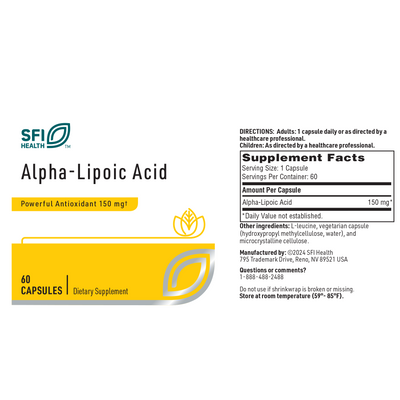 Alpha Lipoic Acid 150 mg 60 vegcap Curated Wellness