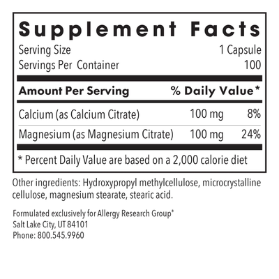 Calcium Magnesium Citrate 100 caps Curated Wellness