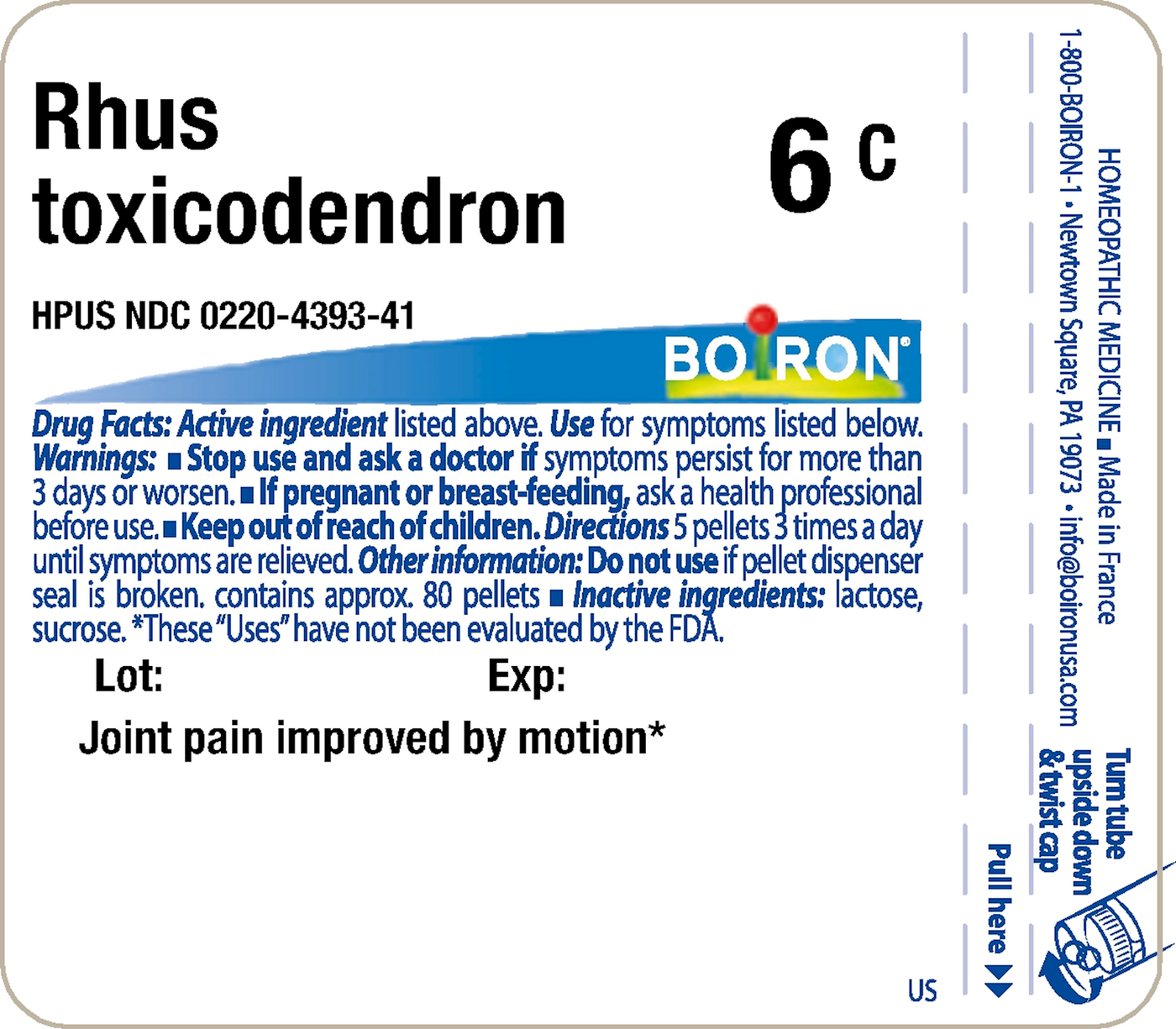 Rhus toxicodendron 6C 80 plts Curated Wellness