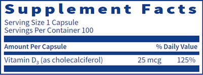 Vitamin D3 1000 IU 100 caps Curated Wellness