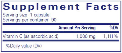 Pure Ascorbic Acid 90 vcaps Curated Wellness