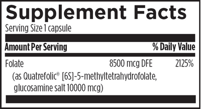 L-5-MTHF 8500 mcg 60 vcaps Curated Wellness