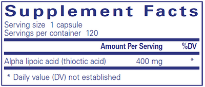 Alpha Lipoic Acid 400 mg 120 vcaps Curated Wellness