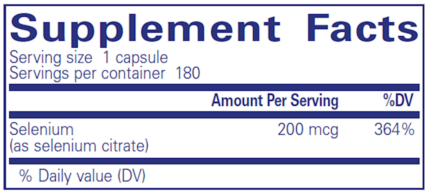 Selenium (citrate) 200 mcg 180 vcaps Curated Wellness