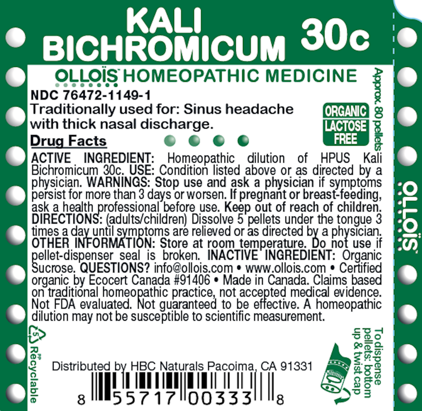 Kali Bichromicum 30c Pellets, 80ct Curated Wellness