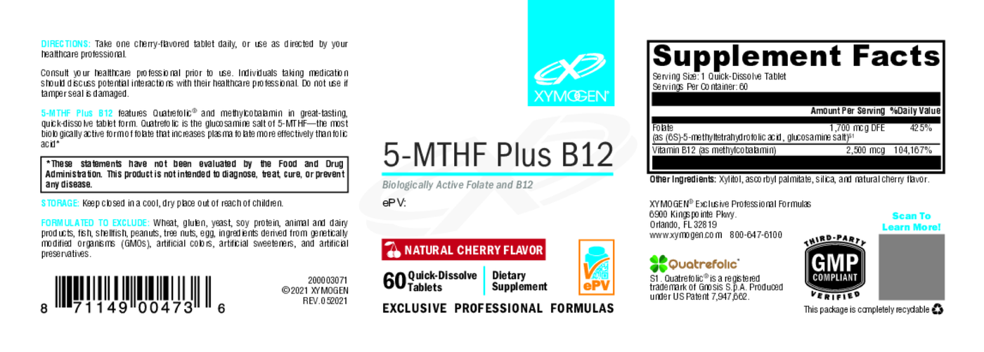 5-MTHF Plus B12 Cherry 60 Tablets Curated Wellness