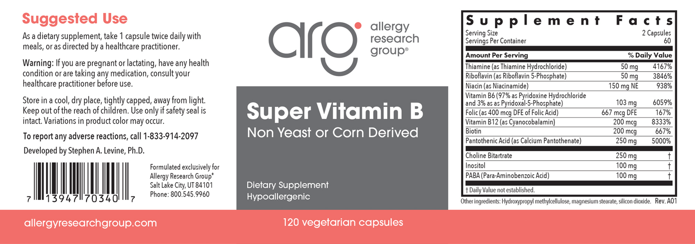 Super Vitamin B Complex 120 caps Curated Wellness