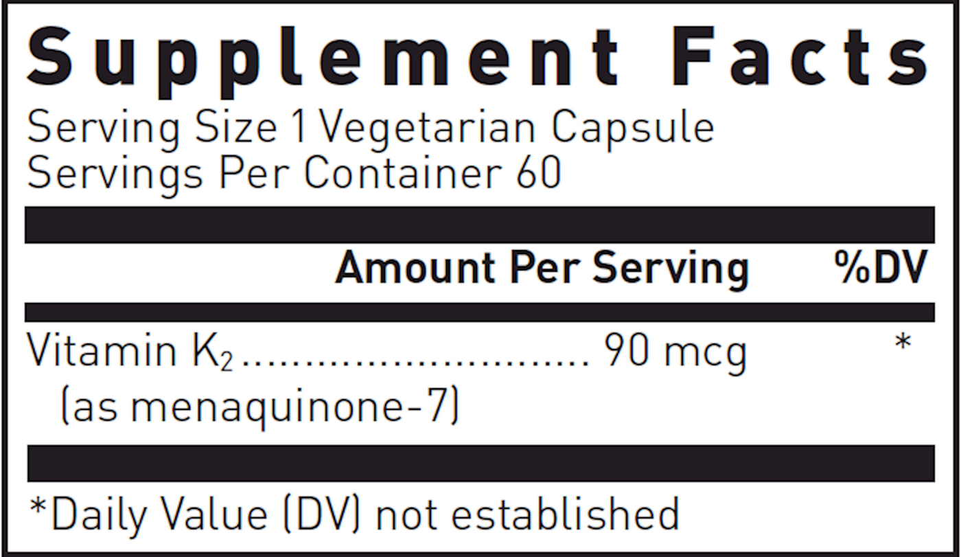 Vitamin K2 with Menaquinone-7 60 vcaps Curated Wellness