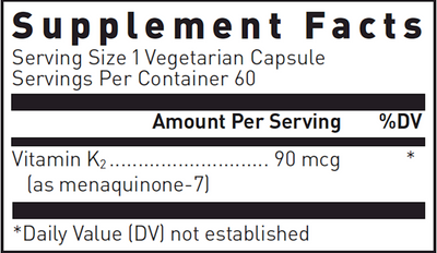 Vitamin K2 with Menaquinone-7 60 vcaps Curated Wellness