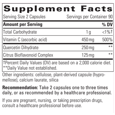 Vit C w/ Quercetin & Bioflav 180vcaps Curated Wellness