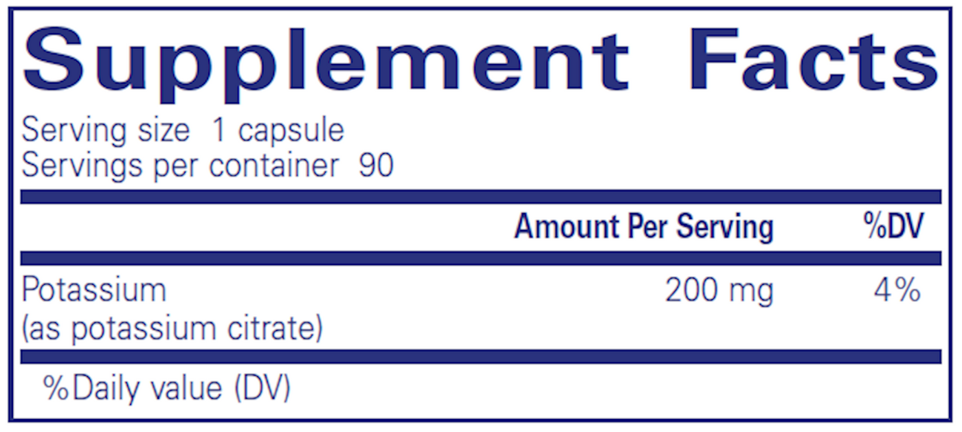 Potassium (citrate) 90 vcaps Curated Wellness