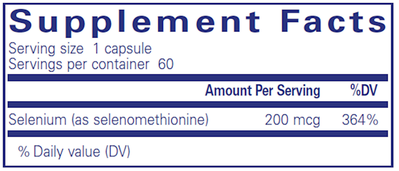 Selenium 200 mcg 60 vcaps Curated Wellness