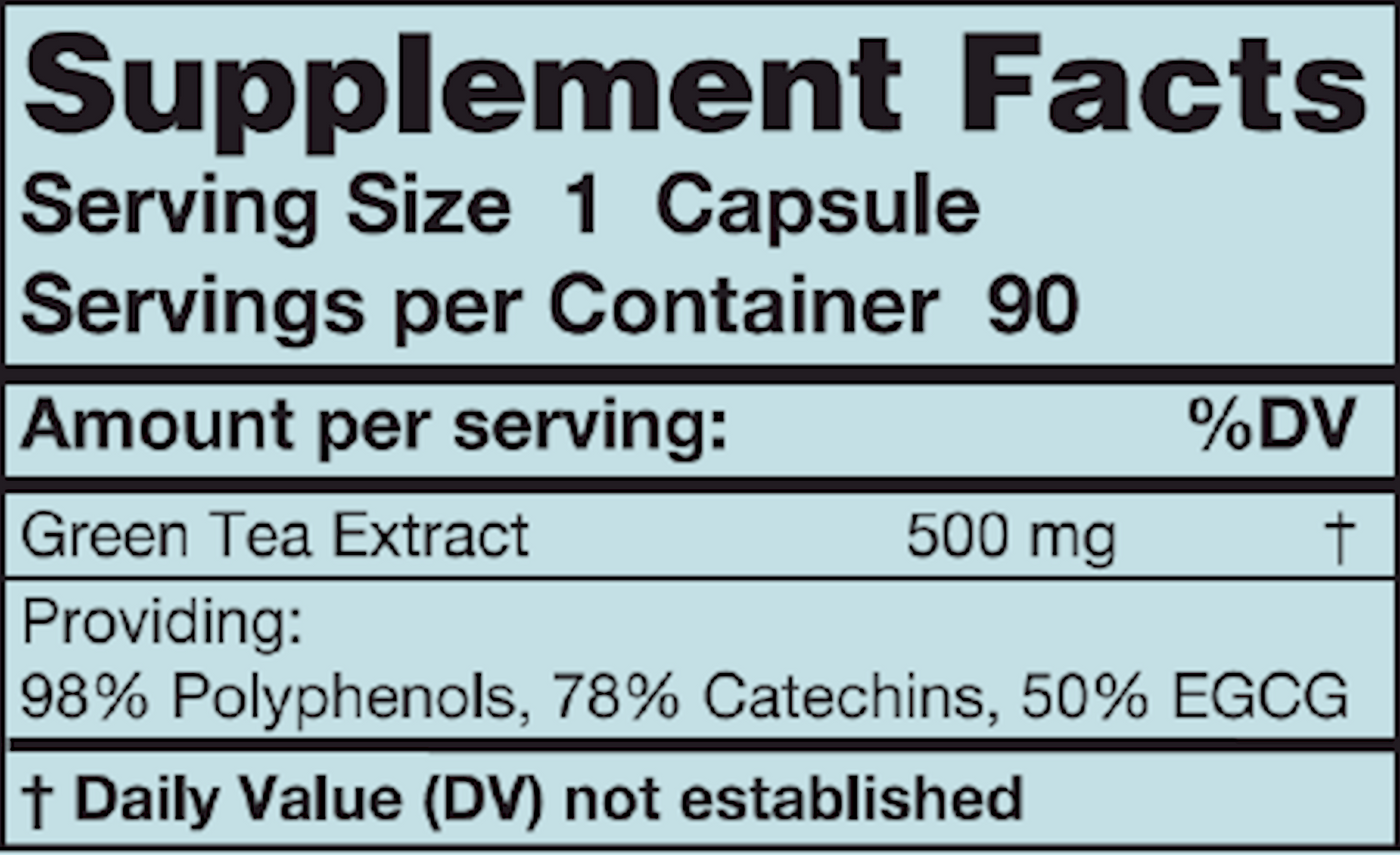 Green Tea 500 mg 90 caps Curated Wellness