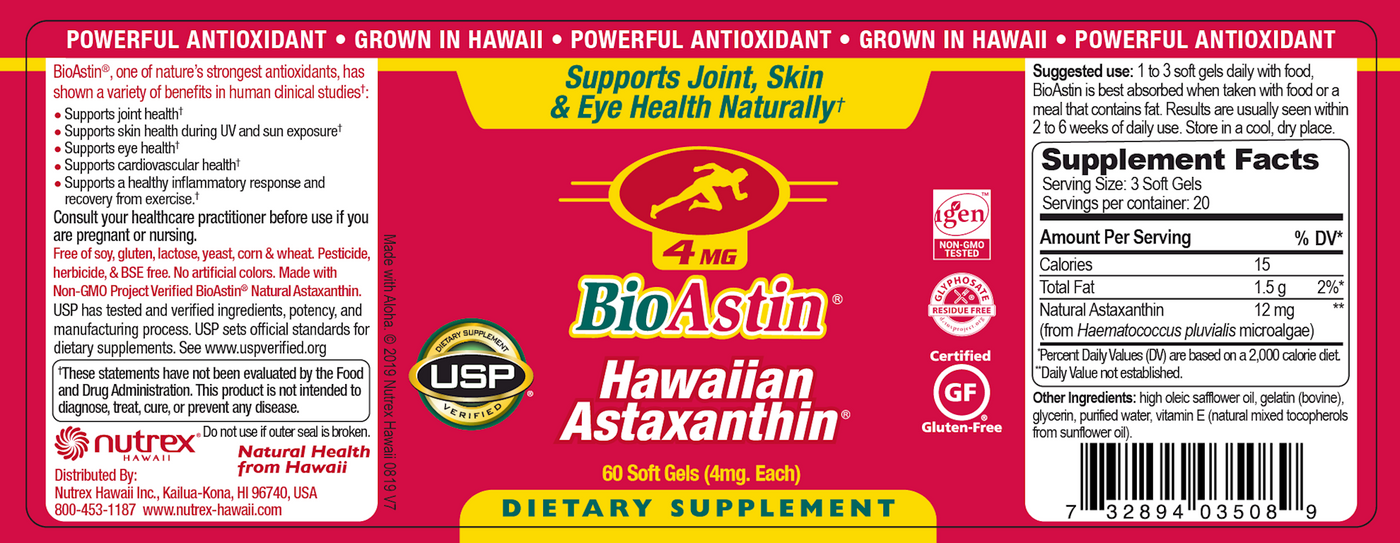 BioAstin Astaxanthin 4 mg 60 gels Curated Wellness