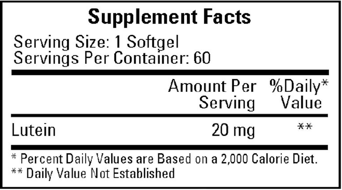 Lutein 20 mg 60 gels Curated Wellness