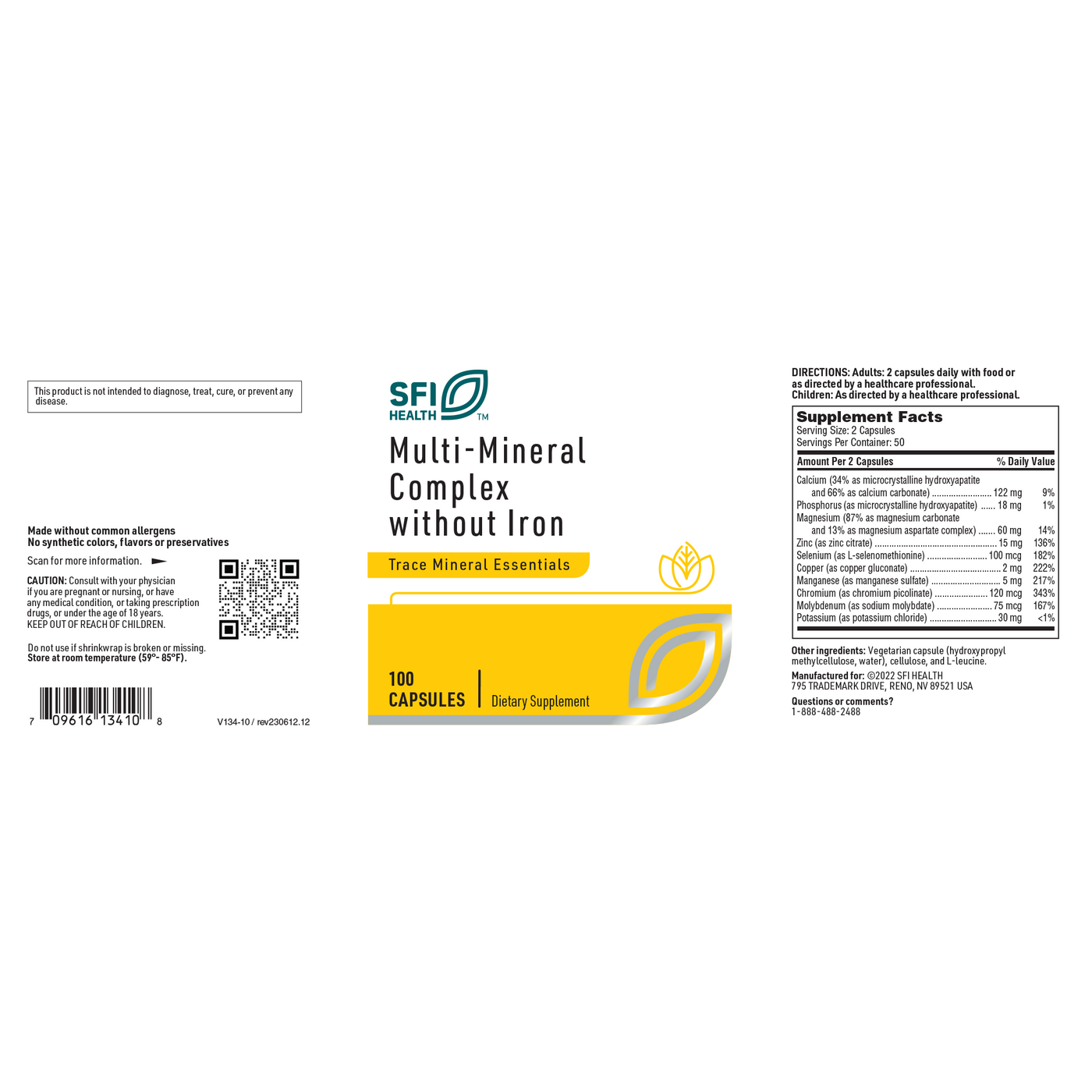 Multi-Mineral Complex w/o Iron 100 caps Curated Wellness