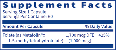 L-MethylFolate 60 caps Curated Wellness