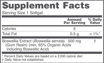 Boswellia Extract 500mg 90 gels Curated Wellness