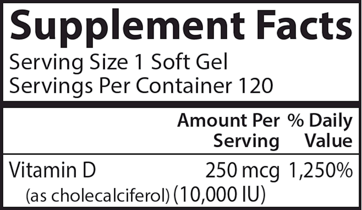 Vitamin D3 10,000 IU 120 gels Curated Wellness