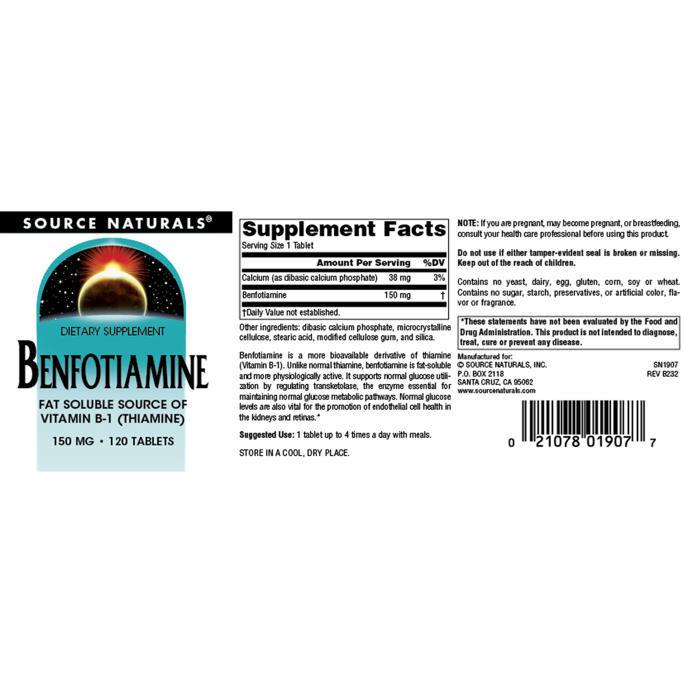 Benfotiamine 150mg 120 tab Curated Wellness