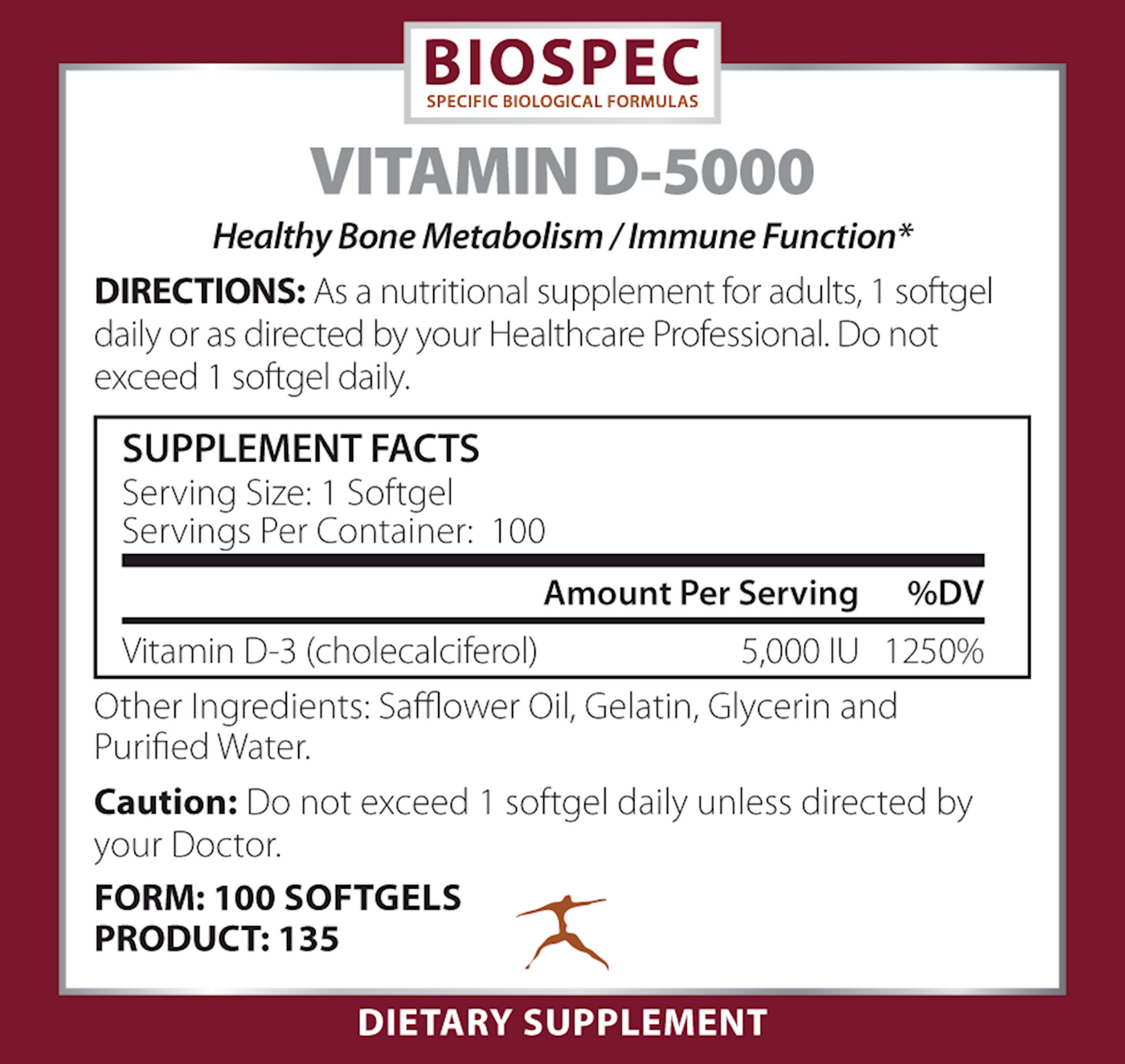 Vitamin D3 5000 100 gels Curated Wellness