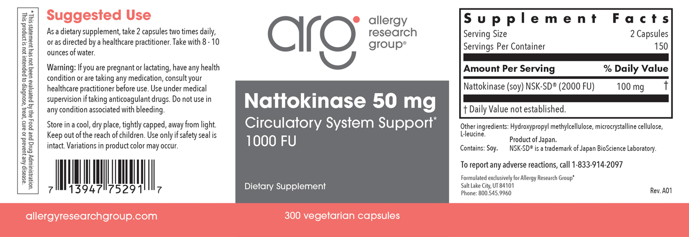 Nattokinase 50 mg NSK-SD  Curated Wellness