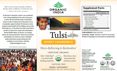 Tulsi Tea Honey Chamomile 18 bags Curated Wellness