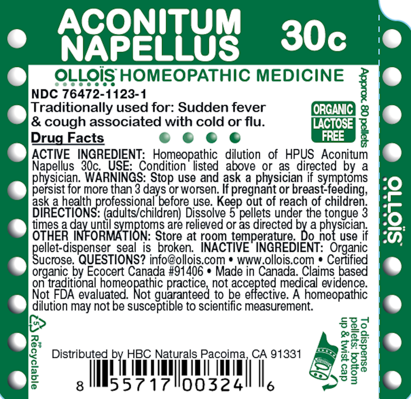 Aconitum Napellus 30C Pellets, 80ct Curated Wellness