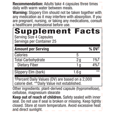 Slippery Elm Bark 400 mg  Curated Wellness