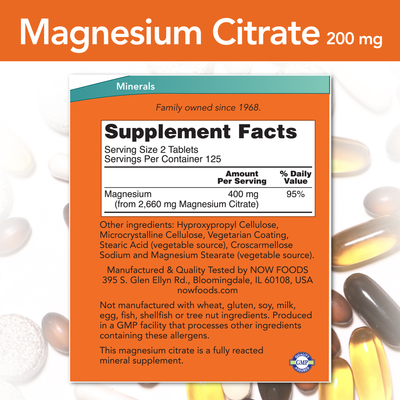 Magnesium Citrate 200 mg 250 tabs Curated Wellness